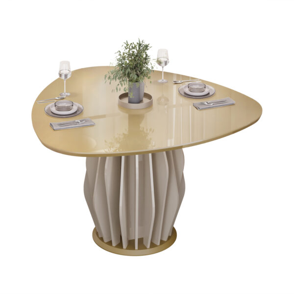 MESA TOKYO - TAMPO CHANF. ORGANICO MAD/VD 1360X1360X30 MM OFF WHITE/DOURADO - Image 2